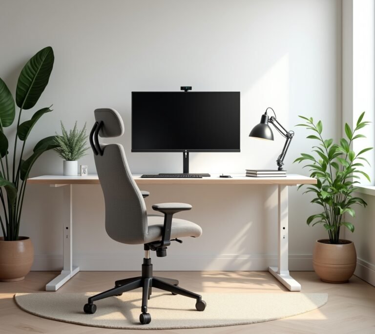 Before-and-after of a desk with messy vs managed cables