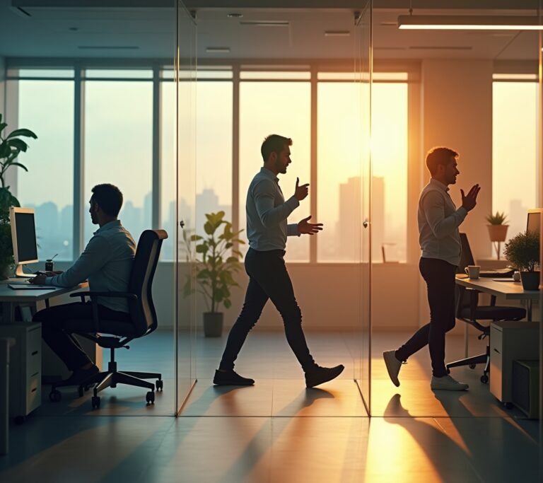 Person doing a standing calf raise next to their desk